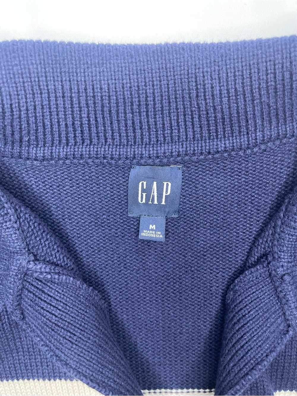 Gap Navy and White Striped Collared Sweater - Picture 5 of 15